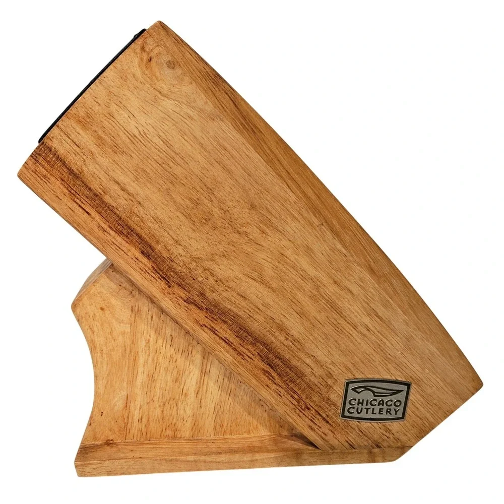 Chicago Cutlery Wood Knife Block Natural Brown 10 Slot Built-in Sharpener